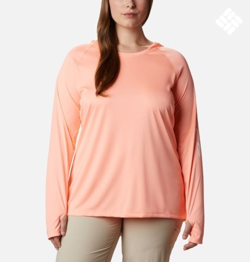 Hanorac Cu Gluga Columbia PFG Tidal Tee Dama Roz | Plus Size RN8QZ109A